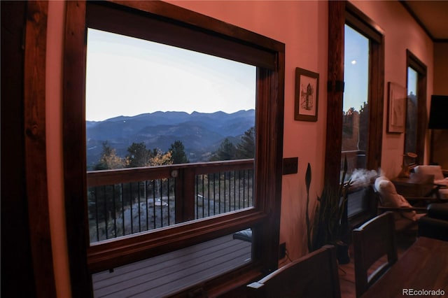 interior space featuring a mountain view