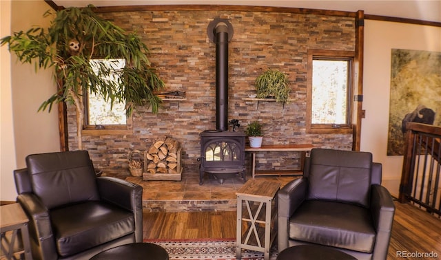 living area with wood-type flooring