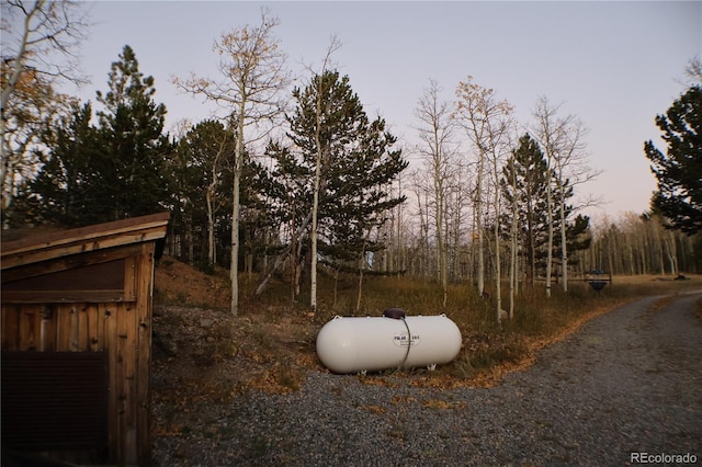 view of yard at dusk