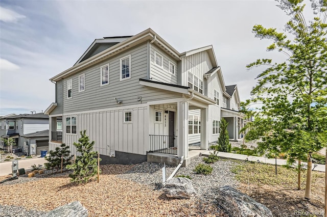 view of front facade with board and batten siding