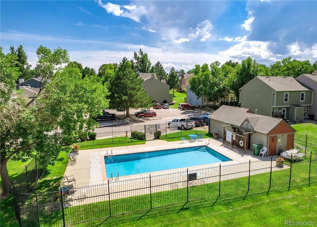 3619 Queen Anne Way, Colorado Springs, CO 80917 - community pool with a residential view and a patio area