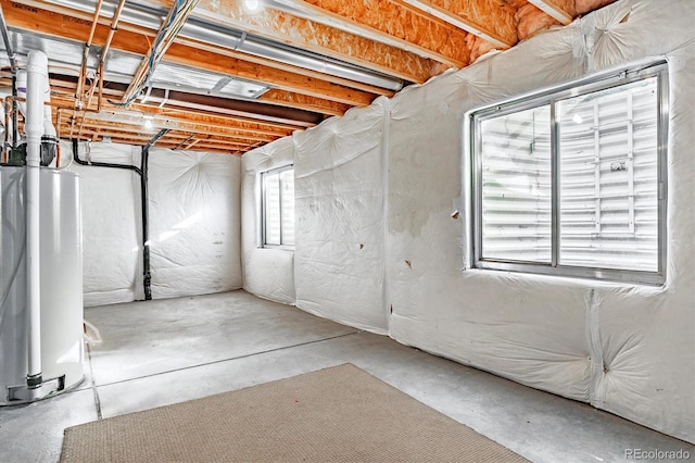 basement featuring water heater