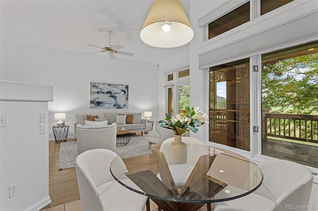 15876 Double Eagle Dr, Morrison, CO 80465 - dining area with ceiling fan and baseboards