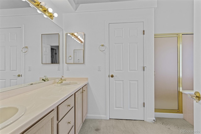 15876 Double Eagle Dr, Morrison, CO 80465 - bathroom with double vanity and a stall shower