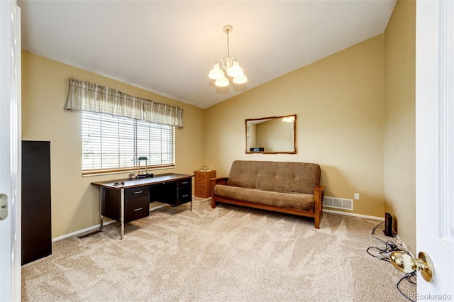 41020 US Highway 36, Bennett, CO 80102 - office space with a chandelier, light carpet, and lofted ceiling