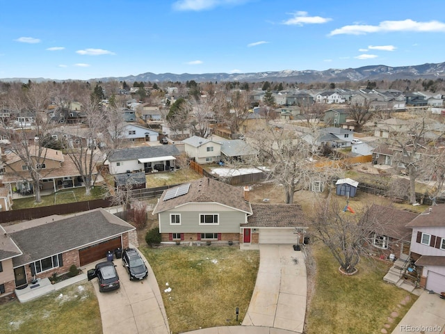 bird's eye view featuring a mountain view