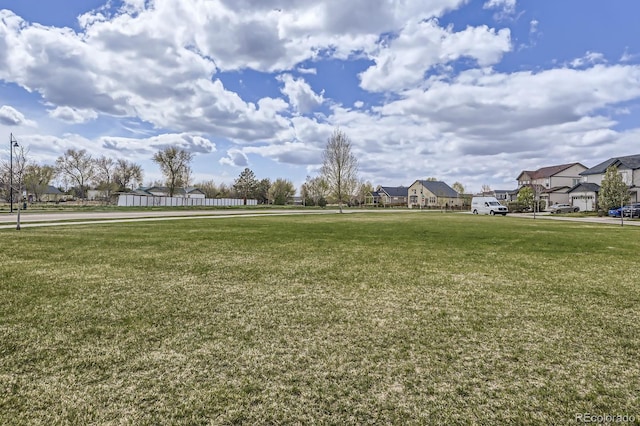surrounding community with a residential view and a yard
