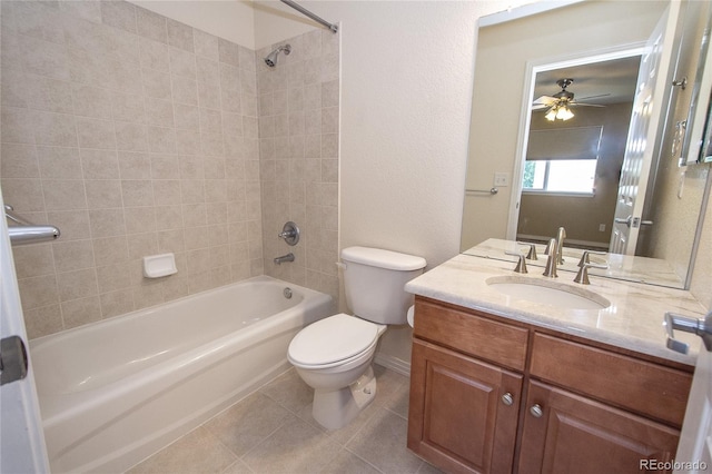 17672 E Weaver Pl, Aurora, CO 80016 - full bath with shower / bath combination, vanity, ceiling fan, and tile patterned flooring