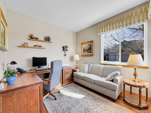 office featuring hardwood / wood-style floors