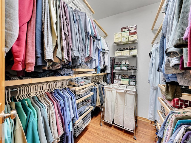 spacious closet featuring hardwood / wood-style floors