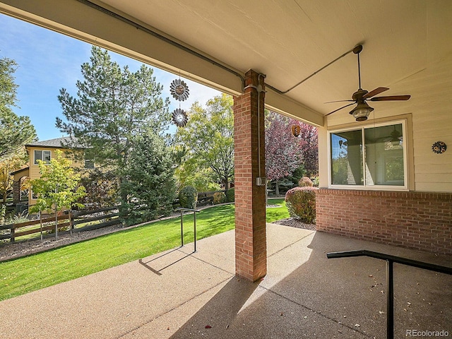 view of patio with ceiling fan