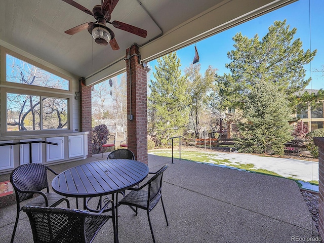 view of patio / terrace featuring ceiling fan