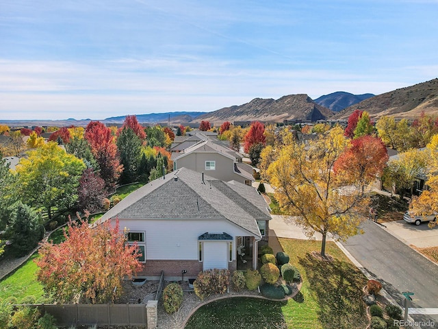 aerial view featuring a mountain view