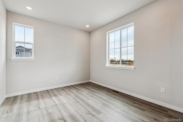 empty room featuring light wood-type flooring