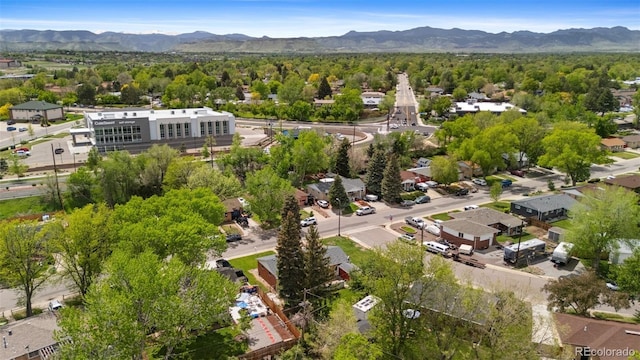aerial perspective of suburban area with mountains