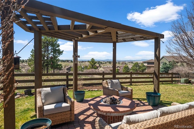 view of patio / terrace featuring a fire pit and cooling unit