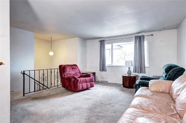 living area with carpet floors