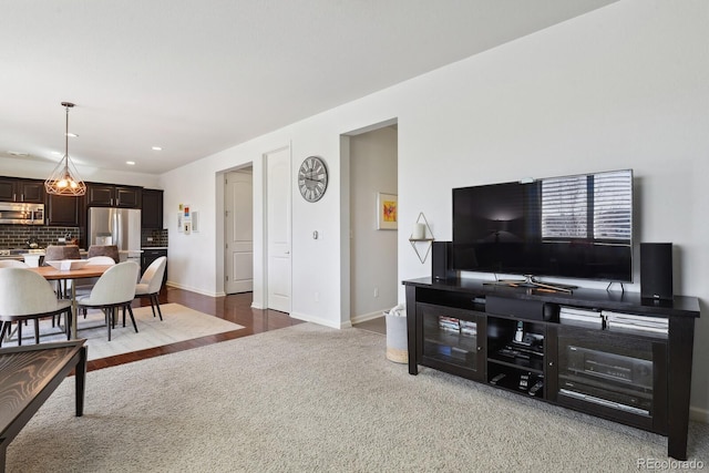 living room with carpet floors