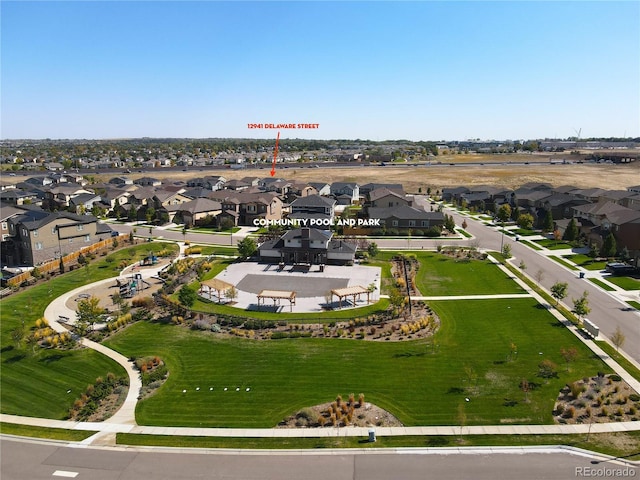 bird's eye view featuring a residential view