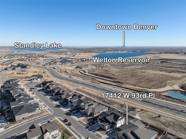 17412 W 93rd Pl, Arvada, CO 80007 - aerial perspective of suburban area featuring a large body of water