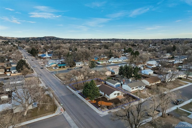 drone / aerial view with a residential view