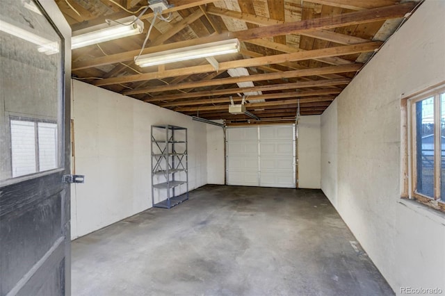 garage with a garage door opener