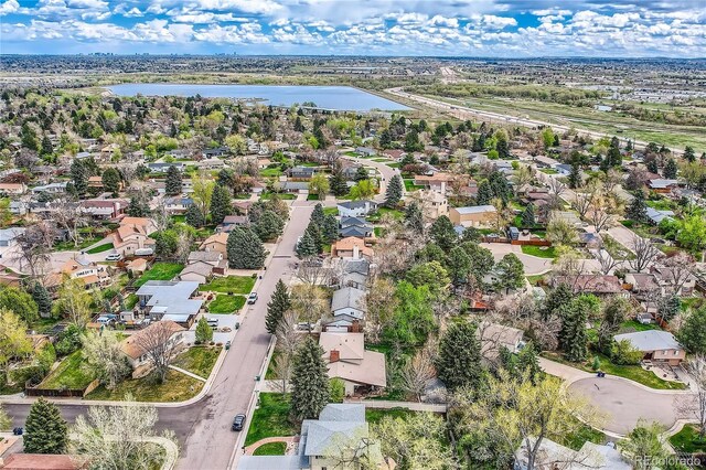 drone / aerial view with a residential view