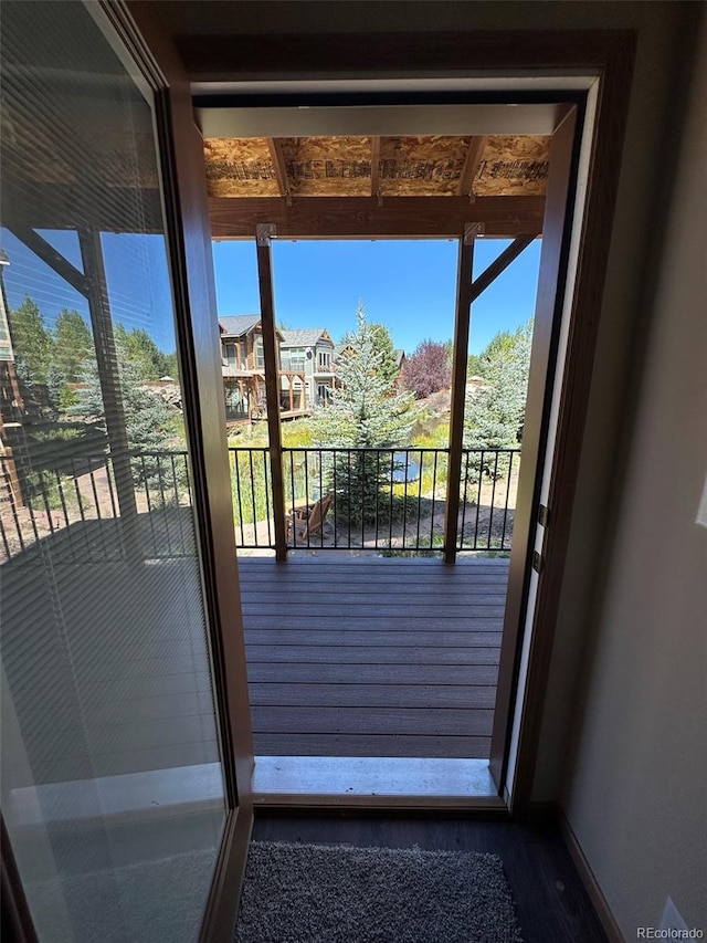 entryway with wood-type flooring and a wealth of natural light