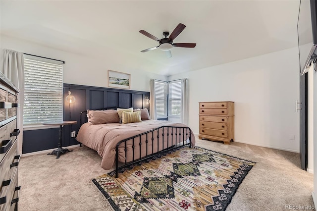 bedroom with carpet floors and ceiling fan