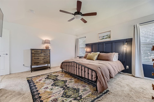 bedroom with carpet floors and ceiling fan