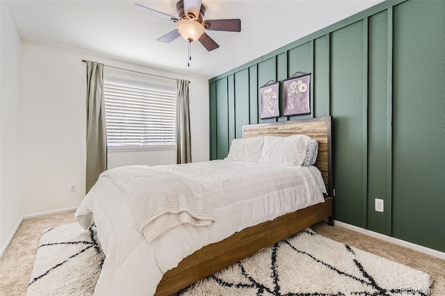 bedroom featuring carpet flooring and ceiling fan