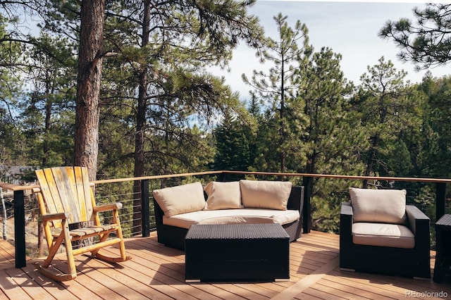 30938 Niakwa Rd, Evergreen, CO 80439 - wooden terrace featuring an outdoor living space