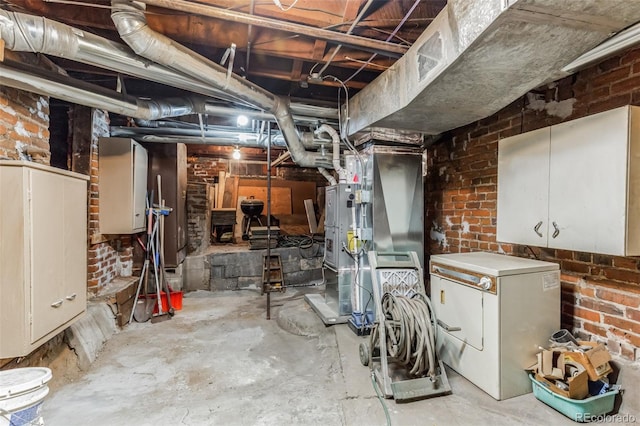 unfinished basement with brick wall