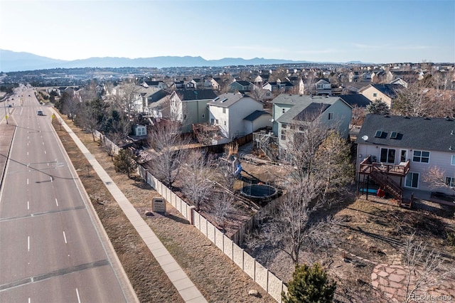 bird's eye view with a mountain view and a residential view