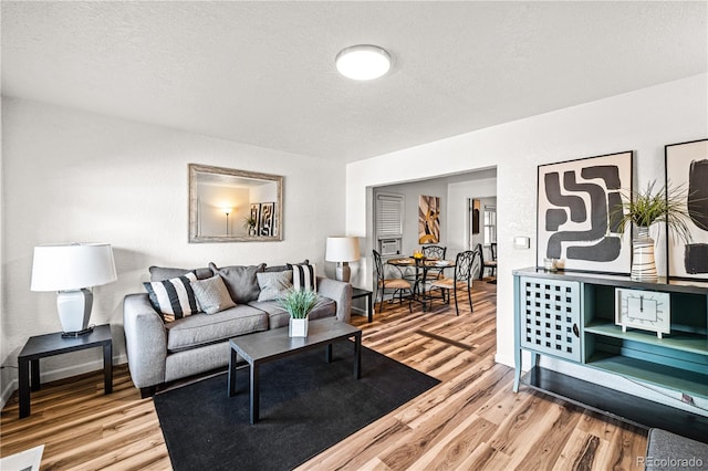 1209 E Routt Ave, Pueblo, CO 81004 - living area featuring wood finished floors and a textured ceiling