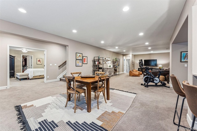 4937 Hogback Ridge Rd, Morrison, CO 80465 - dining area featuring light carpet and recessed lighting