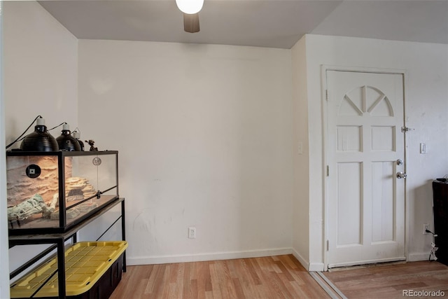 interior space featuring hardwood / wood-style flooring and ceiling fan