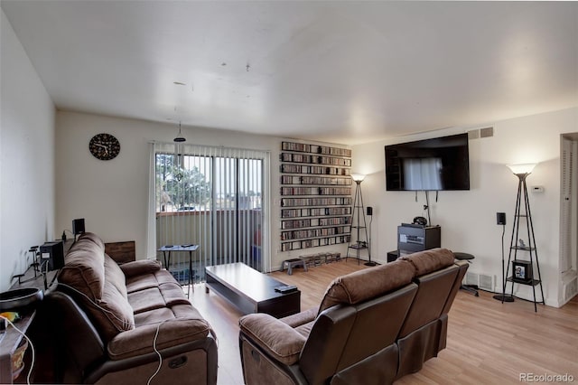 living room with light wood-type flooring