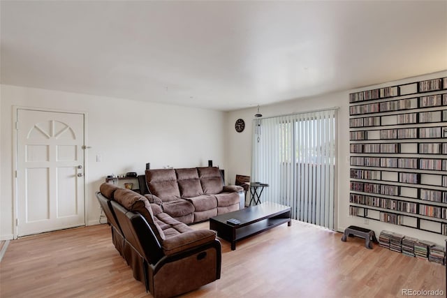 living room with light wood-type flooring