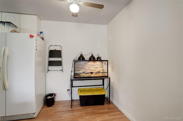 miscellaneous room featuring light wood-type flooring and ceiling fan