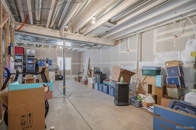 view of unfinished basement