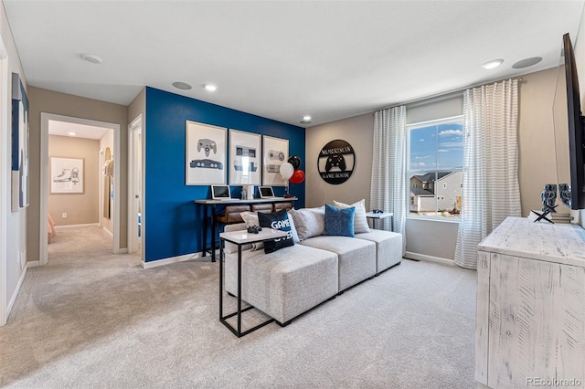 23782 E 33rd Pl, Aurora, CO 80019 - living room with carpet floors, baseboards, and recessed lighting
