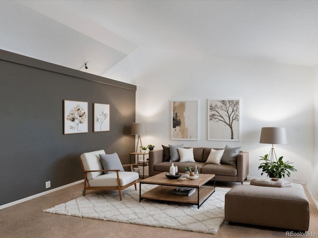4436 Windmill Dr, Brighton, CO 80601 - living room with carpet flooring and vaulted ceiling