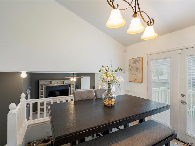 4436 Windmill Dr, Brighton, CO 80601 - dining space featuring ceiling fan and lofted ceiling