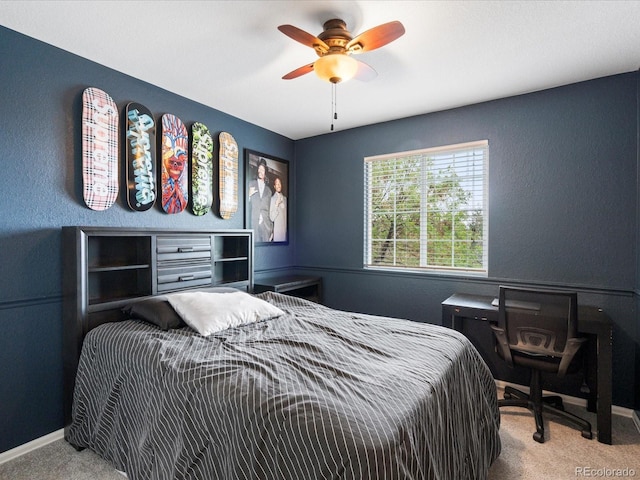 4436 Windmill Dr, Brighton, CO 80601 - carpeted bedroom featuring a ceiling fan and a textured wall