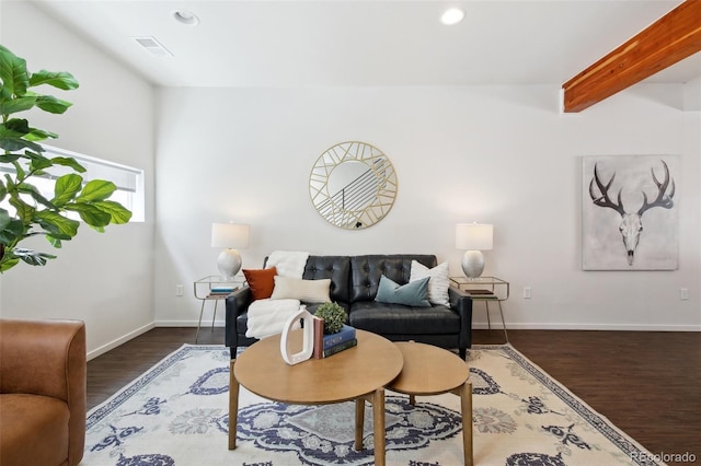 1711 Hooker St Unit 2, Denver, CO 80204 - living room with recessed lighting, wood finished floors, and beam ceiling