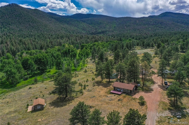 aerial view with a mountain view