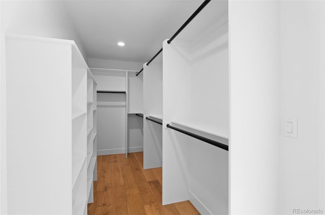 spacious closet featuring light wood-type flooring