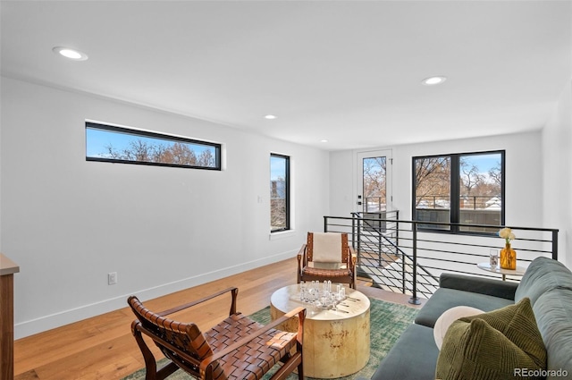 living room featuring light wood-type flooring