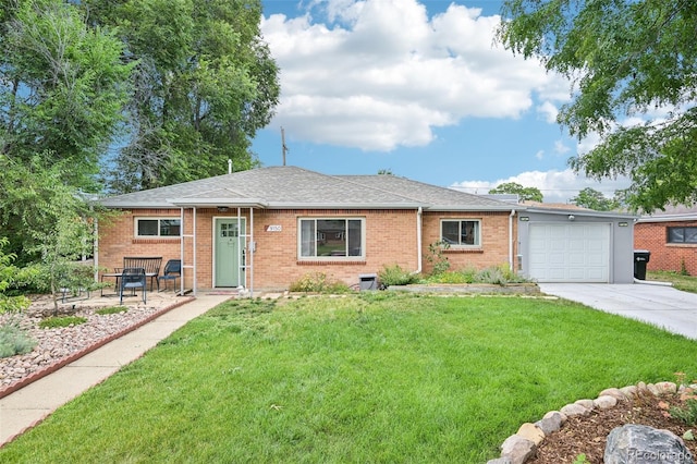 9150 Fir Dr, Thornton, CO 80229 - ranch-style home featuring an attached garage, driveway, a front yard, and brick siding